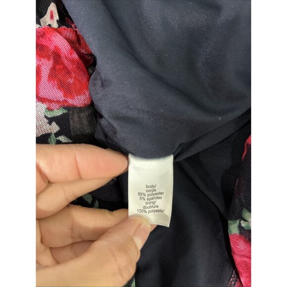 Maurices Top Womens S Black Sheer Floral Ruched Sweetheart Y2K Babydoll Romantic - Picture 5 of 8